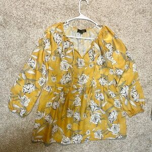 Suzanne Betro Yellow Floral Blouse